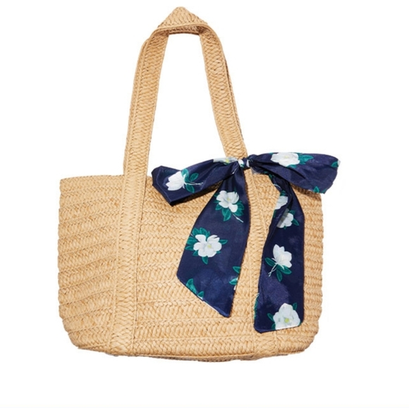 Draper James Handbags - New Draper James Straw Bag With Floral Scarf